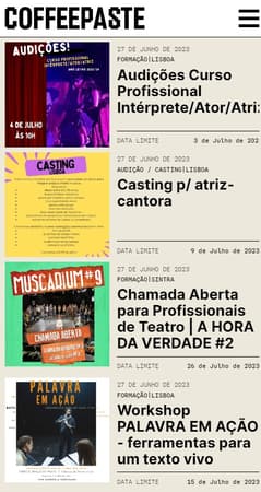 Coffeepaste mobile app screen 2