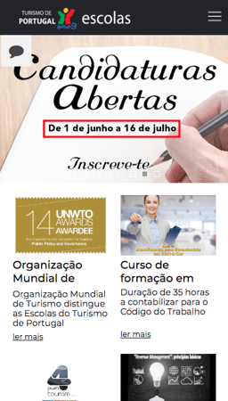 Escolas do Turismo de Portugal mobile app screen 1