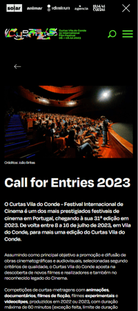 Festival Curtas mobile app screen 1