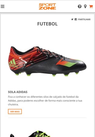 Sportzone mobile app screen 1