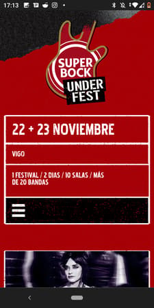 Super Bock Underfest mobile app screen 2