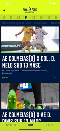 Final Four Allianz CUP mobile app screen 2