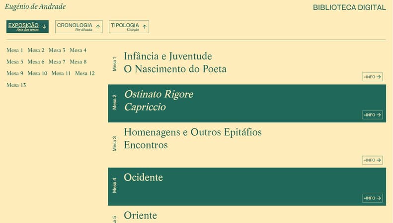 Eugénio de Andrade Digital Library mobile app screen 7