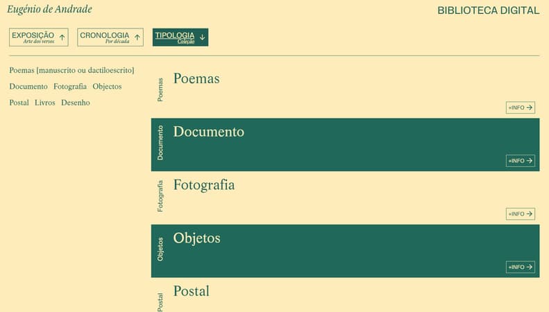 Eugénio de Andrade Digital Library mobile app screen 9