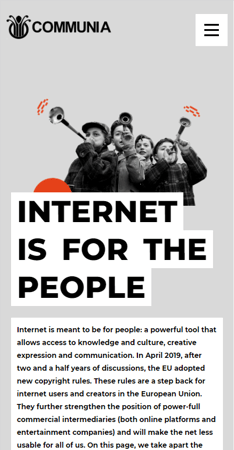 Internet is for the people mobile app screen 1