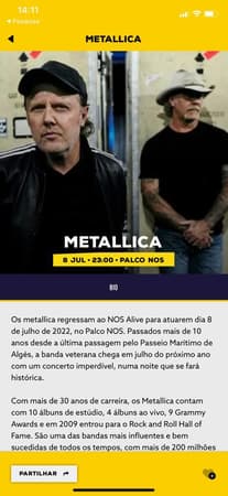 NOS Alive App mobile app screen 11